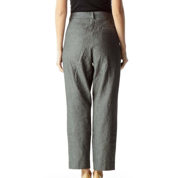 White House Black Market Black White Knit Straight Leg Dress Pants - Picture 3 of 3